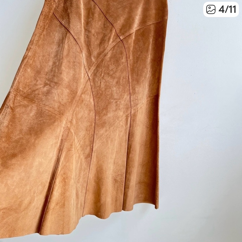 J.Jill Leather Country Western Leather Maxi Midi Festival Skirt Size 12 boho - Picture 4 of 5